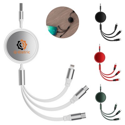 Portable Multi 3" 1 Retractable USB Fast Charging Cable